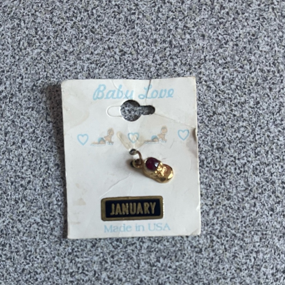 Vintage January Gold Toned Baby Boot Pendent